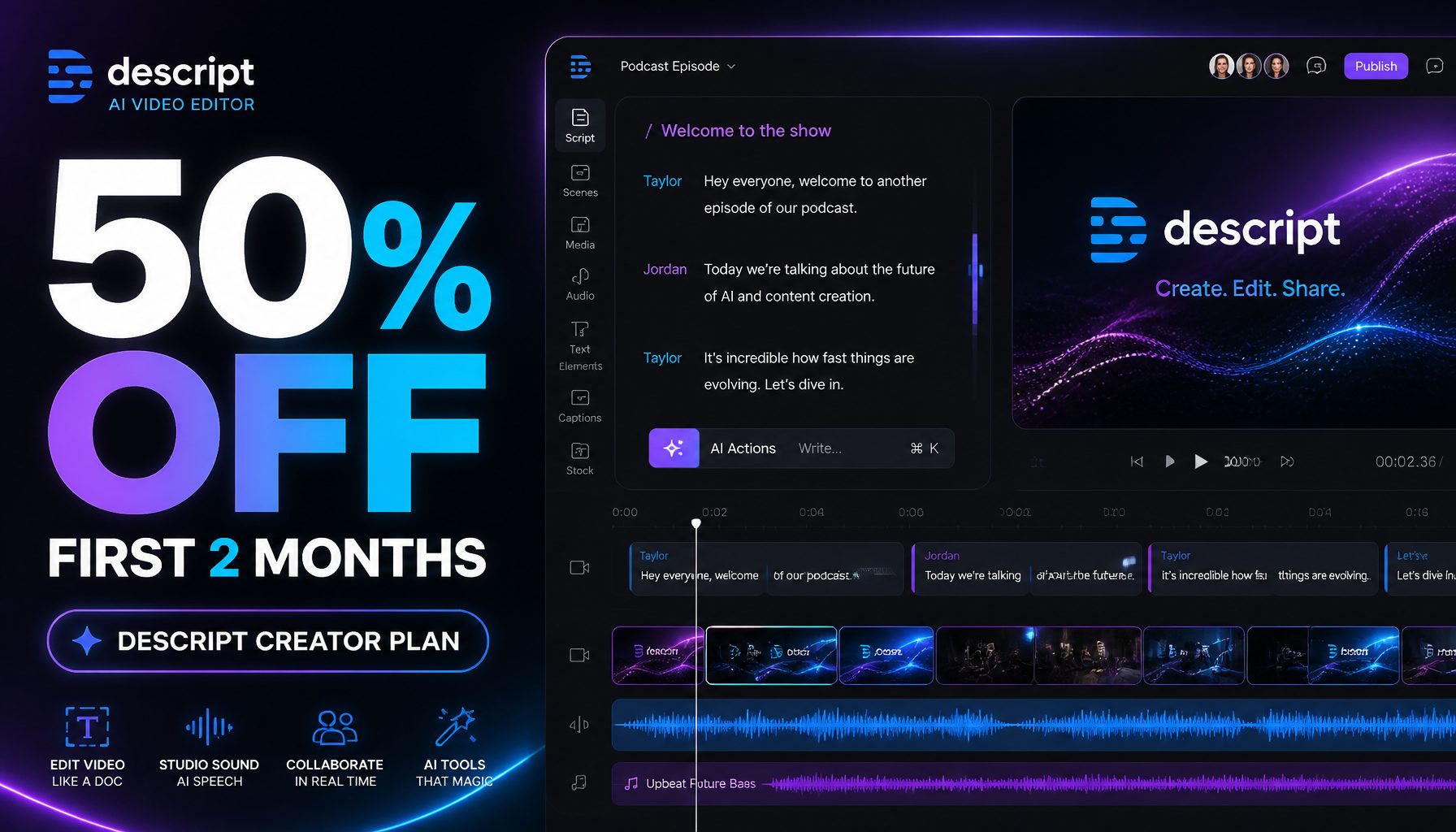 Descript Coupon Codes & Special Deals: 50% Off Creator Plan Activation Guide