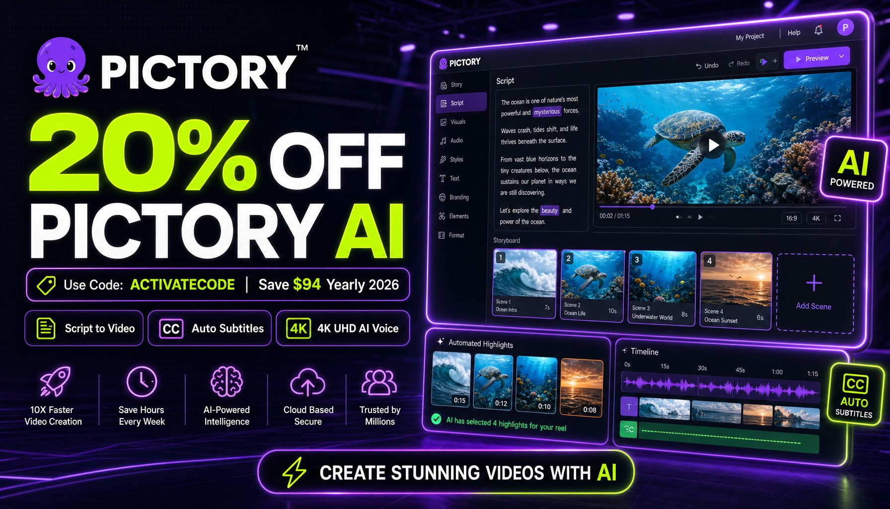 Pictory Promo Codes & Special Deals: Stacking Annual Billing with ACTIVATECODE